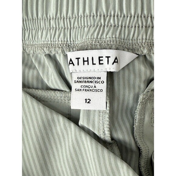 ATHLETA Brooklyn Jogger Women 12 Sage Green Stripe Lightweight Performance Daily - Picture 7 of 10